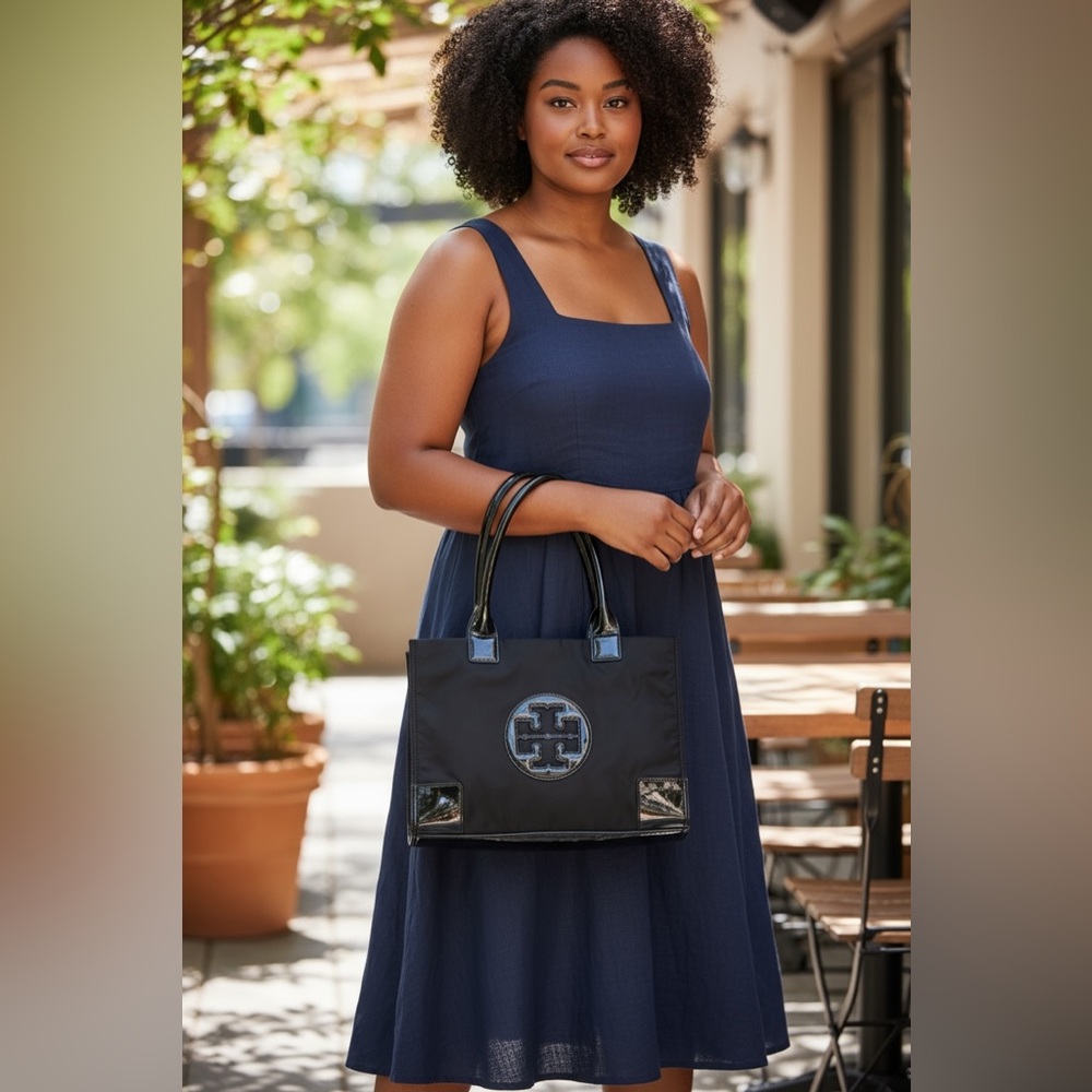 Tory Burch Black Nylon and Patten Leather Bag - Picture 5 of 14